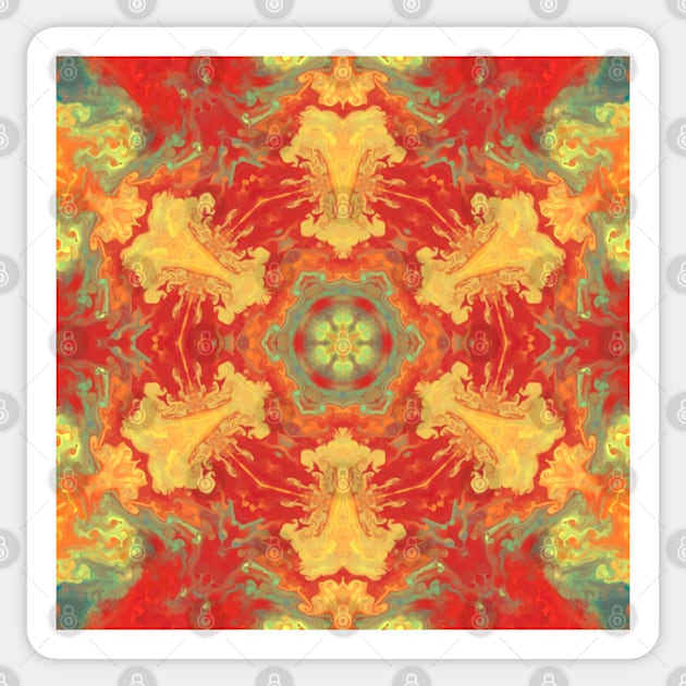 Psychedelic Hippie Red Orange and Green Sticker by WormholeOrbital